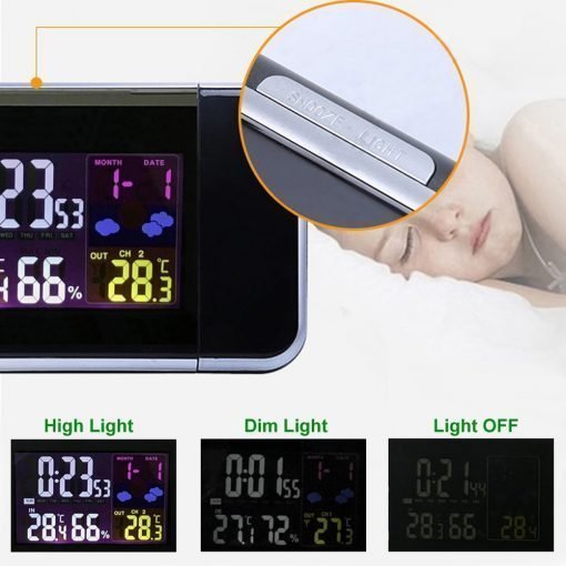 Alarm Clock with Rotating Time Projector and Temperature Humidity Sensor All Vera Mart