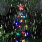 Solar Powered Metal Christmas Tree Light with 50 LEDs, Three Lighting Modes and Warm or Multicolor Glow