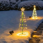 Solar Powered Metal Christmas Tree Light with 50 LEDs, Three Lighting Modes and Warm or Multicolor Glow