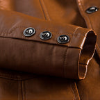 Faux Leather Blazer with Notch Lapels and Three Button Cuffs for Women All Vera Mart
