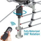 Motorized Outdoor HD TV Antenna with 360° Rotation and Interference Filter, Weatherproof All Vera Mart