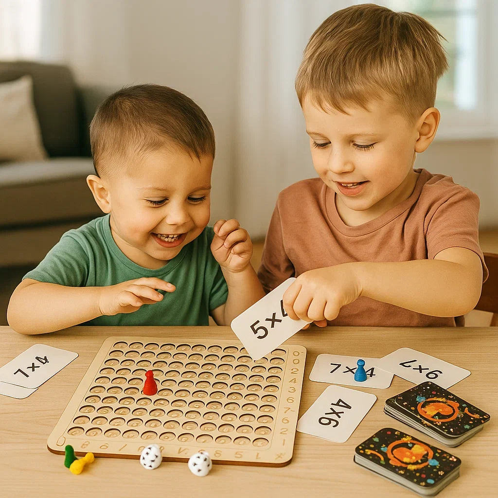 Wooden Math Learning Game with Number Chips and Addition Multiplication Practice All Vera Mart