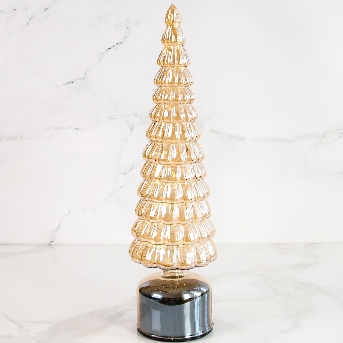 15.4" Micro LED Rotating Glass Tree - Interior Delights