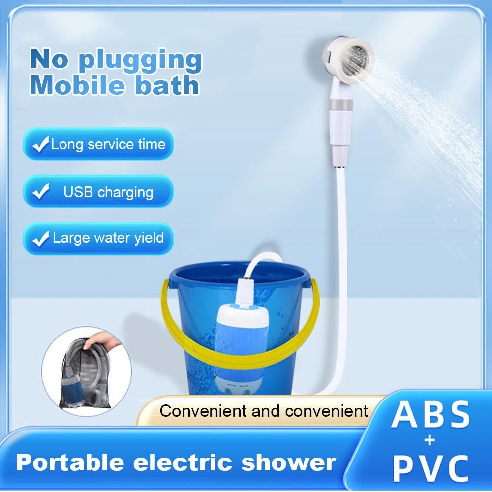 Battery Powered Camping Shower with Dual Flow Settings and 80-Inch Hose All Vera Mart