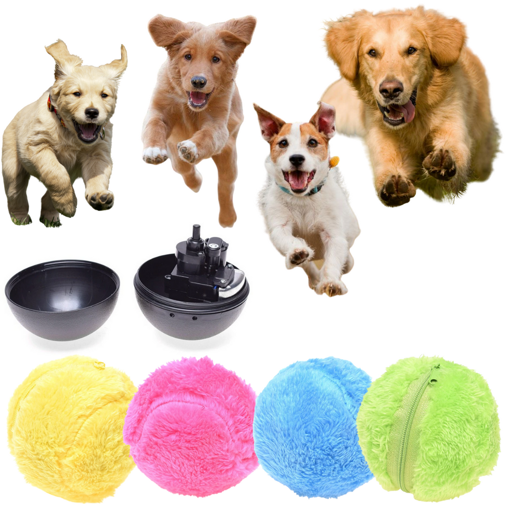 Interactive Rolling Ball for Dogs with Automatic Movement and Removable Fluffy Cover, 4 Colors All Vera Mart