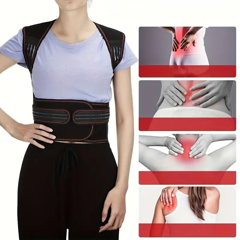 Magnetic Back Brace with 108 Magnets and ABS Support Plates, Infrared Heat All Vera Mart