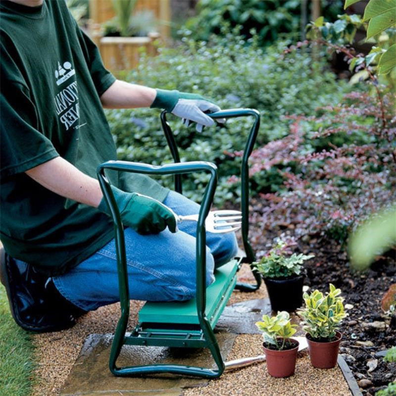 Garden Kneeler and Seat with Foam Cushion and Tool Pouch, 330 lb Capacity All Vera Mart