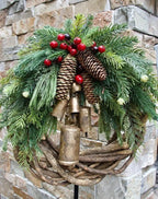 Christmas Wreath with Vine Base and Pinecone Accents, 17-Inch Handcrafted Rustic Design All Vera Mart