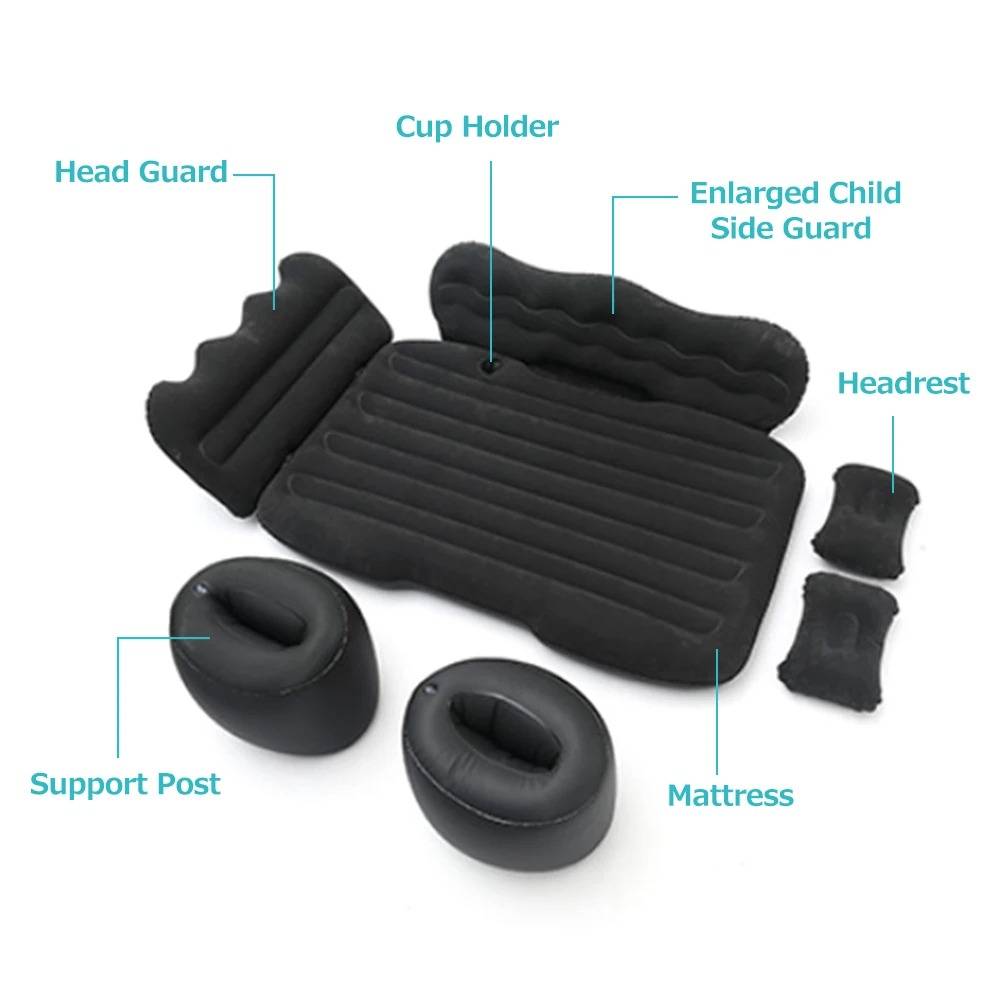 Inflatable Backseat Mattress with Vehicle Air Pump and Child Safety Guards All Vera Mart