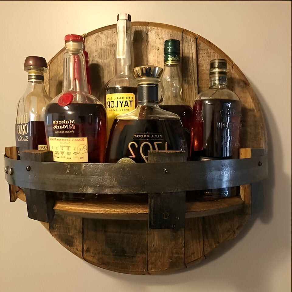 Whiskey Barrel Shelf with D-Ring Hanger and Mounting Bracket, 75 lb Capacity All Vera Mart