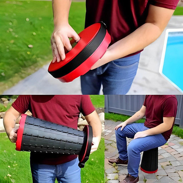 Portable Retractable Stool with Accordion Fold and Carrying Strap, 130kg Capacity All Vera Mart