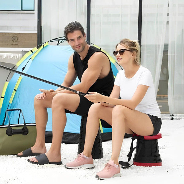 Portable Retractable Stool with Accordion Fold and Carrying Strap, 130kg Capacity All Vera Mart
