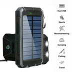 Solar Power Bank with Dual Port Charging and LED Flashlight, 500000mAh Waterproof All Vera Mart