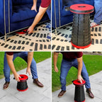 Portable Retractable Stool with Accordion Fold and Carrying Strap, 130kg Capacity All Vera Mart