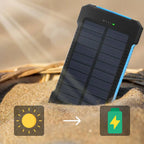 Solar Power Bank with Dual Port Charging and LED Flashlight, 500000mAh Waterproof All Vera Mart
