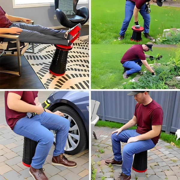 Portable Retractable Stool with Accordion Fold and Carrying Strap, 130kg Capacity All Vera Mart