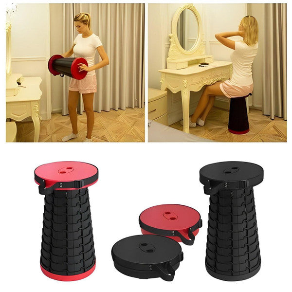 Portable Retractable Stool with Accordion Fold and Carrying Strap, 130kg Capacity All Vera Mart