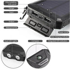 Solar Power Bank with Dual Port Charging and LED Flashlight, 500000mAh Waterproof All Vera Mart