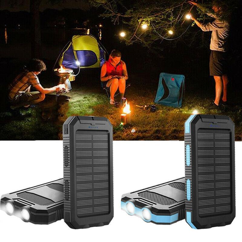 Solar Power Bank with Dual Port Charging and LED Flashlight, 500000mAh Waterproof All Vera Mart