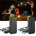 Solar Power Bank with Dual Port Charging and LED Flashlight, 500000mAh Waterproof All Vera Mart