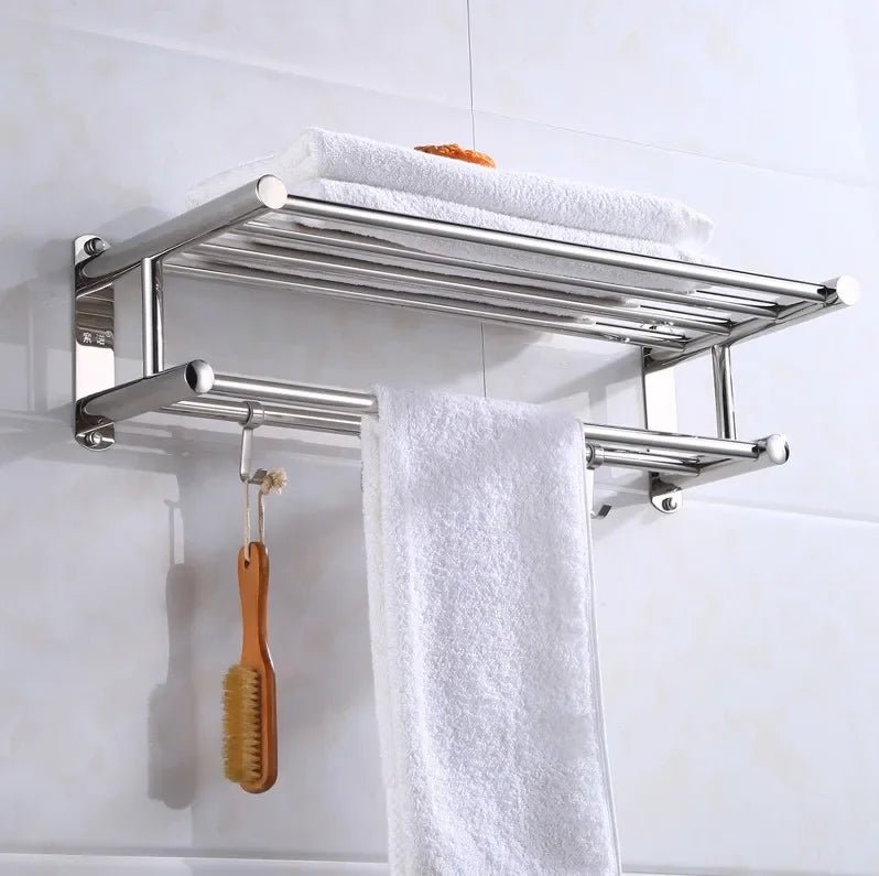 Stainless Steel Towel Rack with Brushed Silver Finish and Wall Mount Hardware All Vera Mart