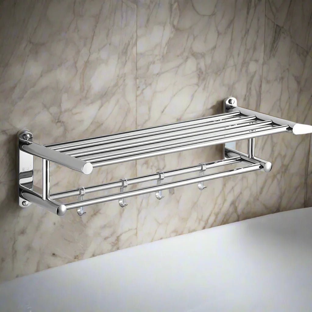 Stainless Steel Towel Rack with Brushed Silver Finish and Wall Mount Hardware All Vera Mart