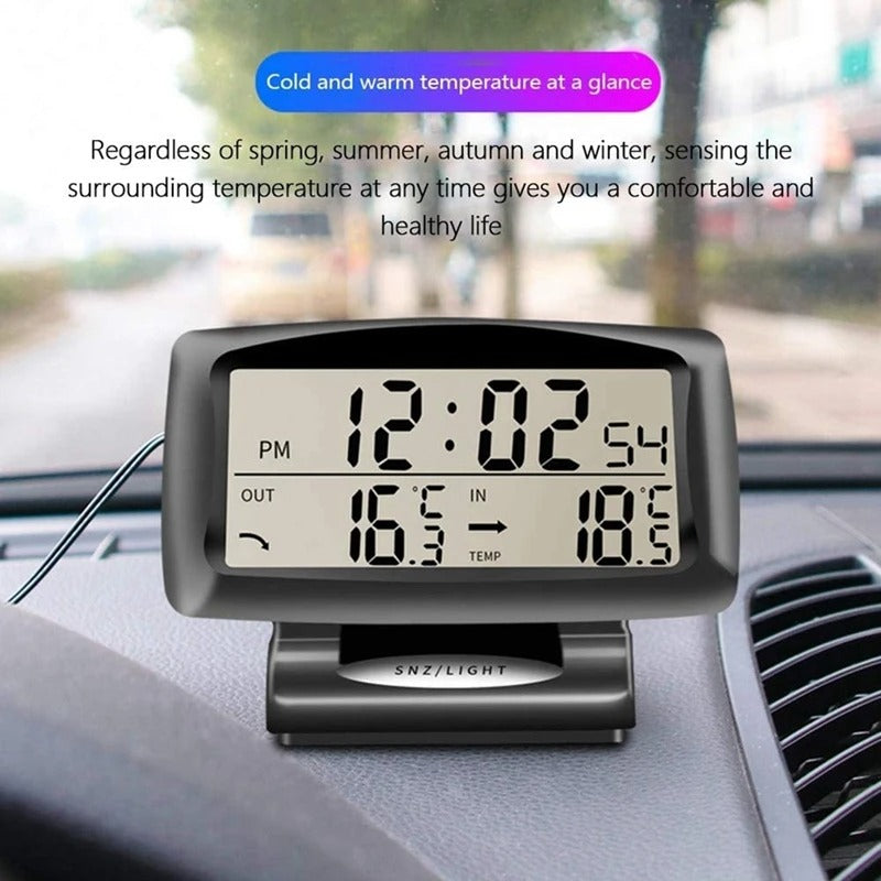 Dual Temperature Car Display with Frost Alert and Backlit LCD Clock All Vera Mart