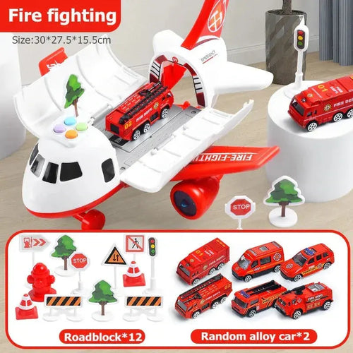 Airplane Playset with Friction-Powered Plane and Lights, 20-Piece Role Play Set All Vera Mart