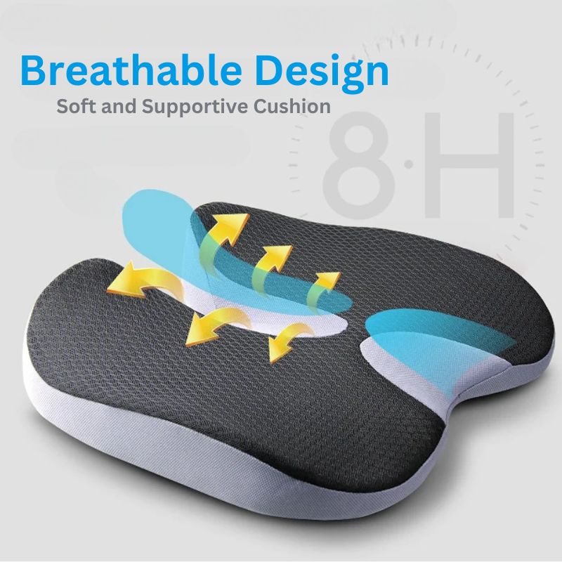 Memory Foam Seat Cushion with U-Shaped Tailbone Support and Adjustable Strap All Vera Mart