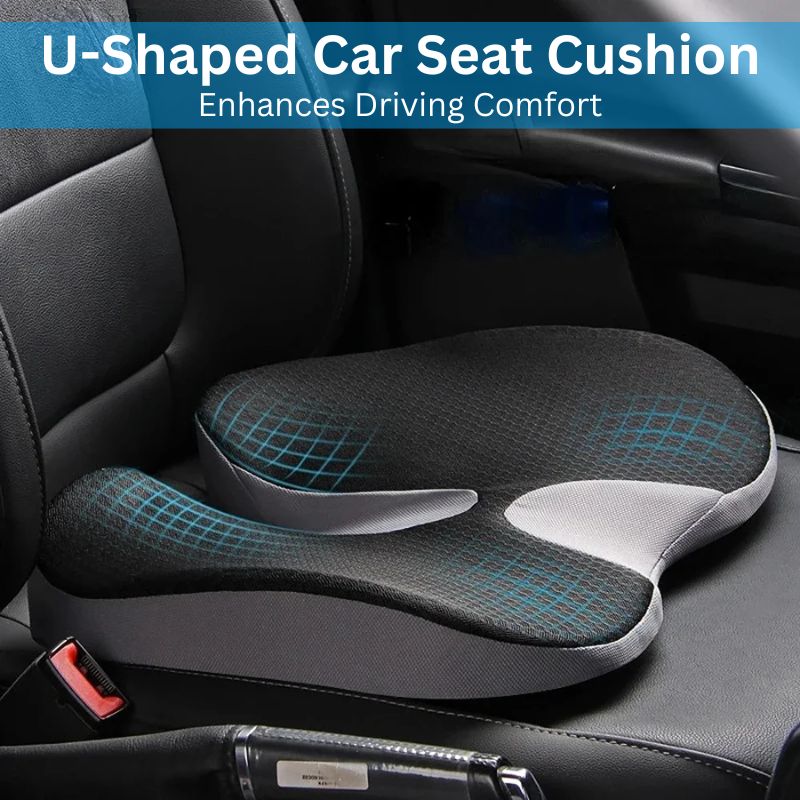 Memory Foam Seat Cushion with U-Shaped Tailbone Support and Adjustable Strap All Vera Mart