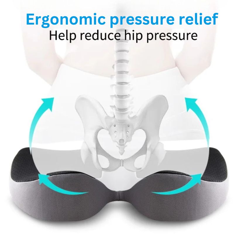 Memory Foam Seat Cushion with U-Shaped Tailbone Support and Adjustable Strap All Vera Mart