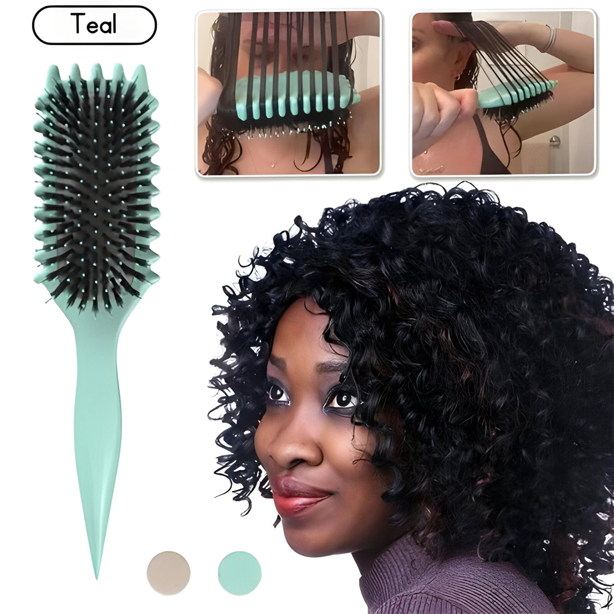 Boar Bristle Curl Brush with Detangling Action and Curl Shaping Design All Vera Mart
