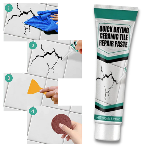 Ceramic Tile Repair Paste with Scraper Tool and Sandpaper, Waterproof Formula All Vera Mart