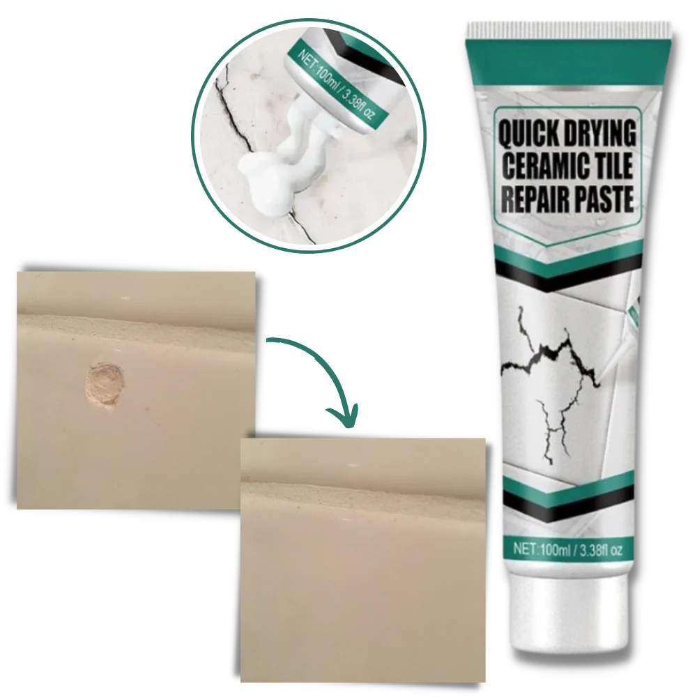 Ceramic Tile Repair Paste with Scraper Tool and Sandpaper, Waterproof Formula All Vera Mart