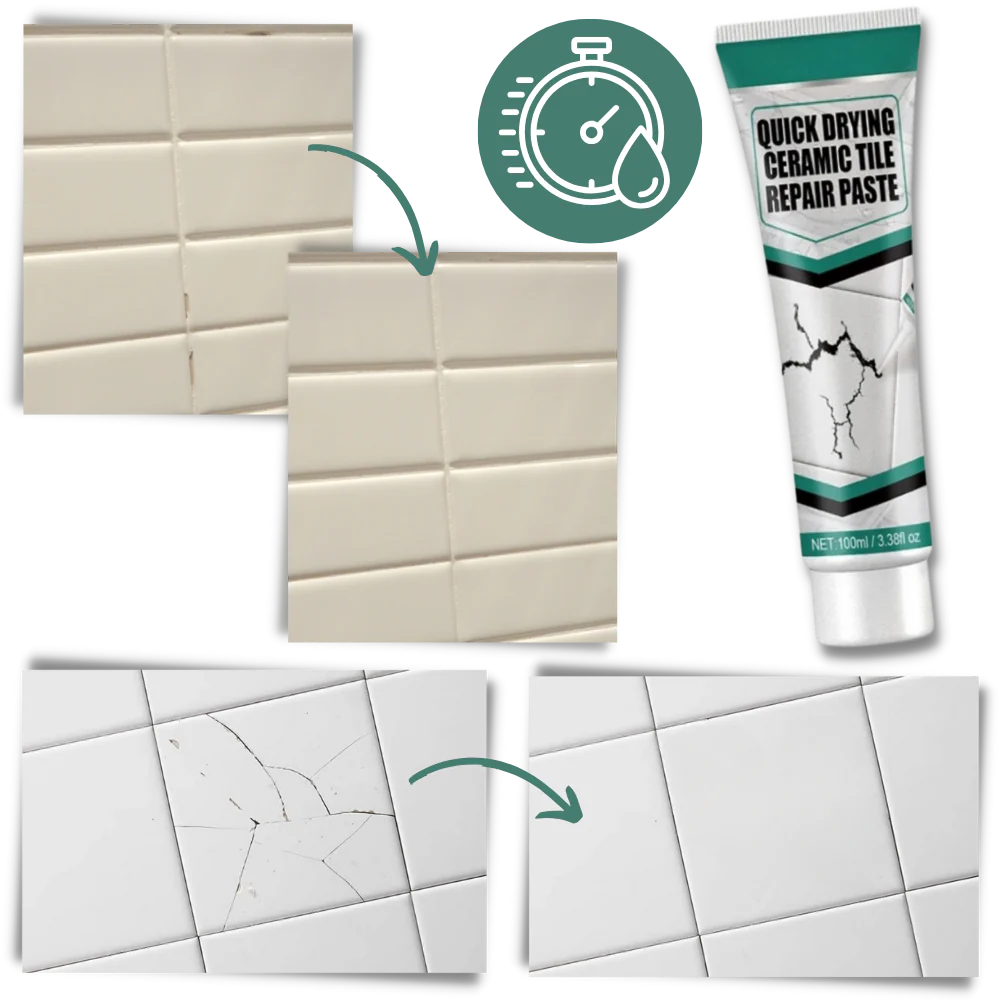 Ceramic Tile Repair Paste with Scraper Tool and Sandpaper, Waterproof Formula All Vera Mart