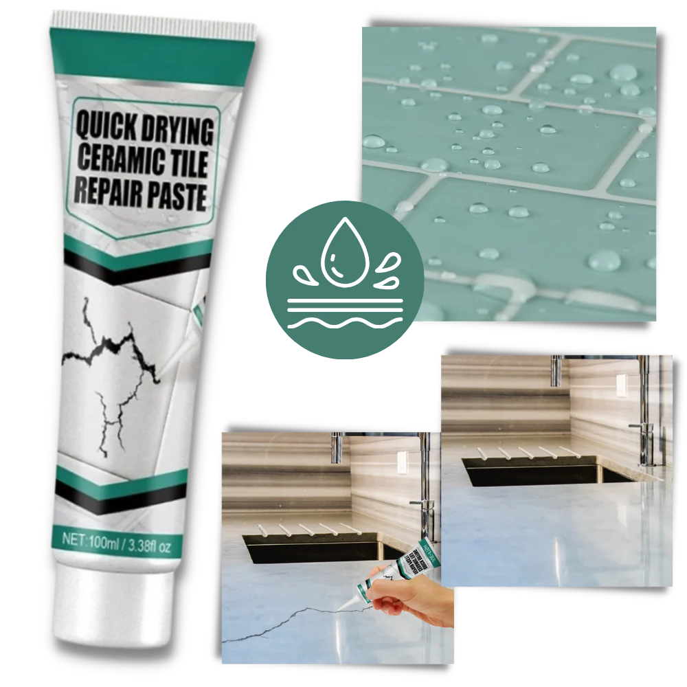 Ceramic Tile Repair Paste with Scraper Tool and Sandpaper, Waterproof Formula All Vera Mart