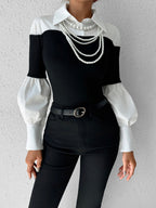 Long Sleeve Woven Polo Shirt with Contrast Binding and Medium Stretch All Vera Mart