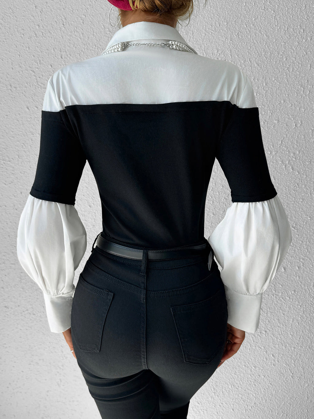 Long Sleeve Woven Polo Shirt with Contrast Binding and Medium Stretch All Vera Mart