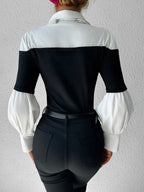 Long Sleeve Woven Polo Shirt with Contrast Binding and Medium Stretch All Vera Mart