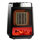 Ceramic Space Heater with Dual Flame Effect and Digital Timer, Rapid 3-Second Heat All Vera Mart