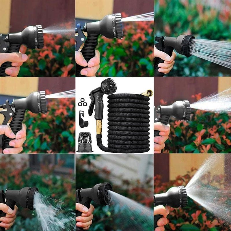 Expandable Garden Hose with 8-Pattern Spray Nozzle and Kink Resistant Design All Vera Mart