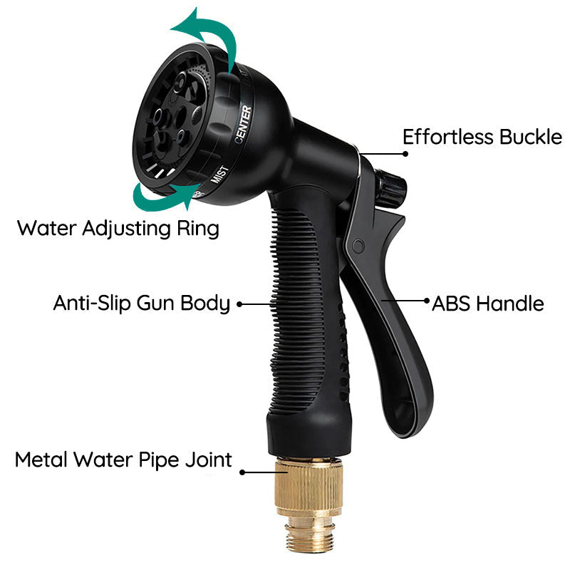 Expandable Garden Hose with 8-Pattern Spray Nozzle and Kink Resistant Design All Vera Mart