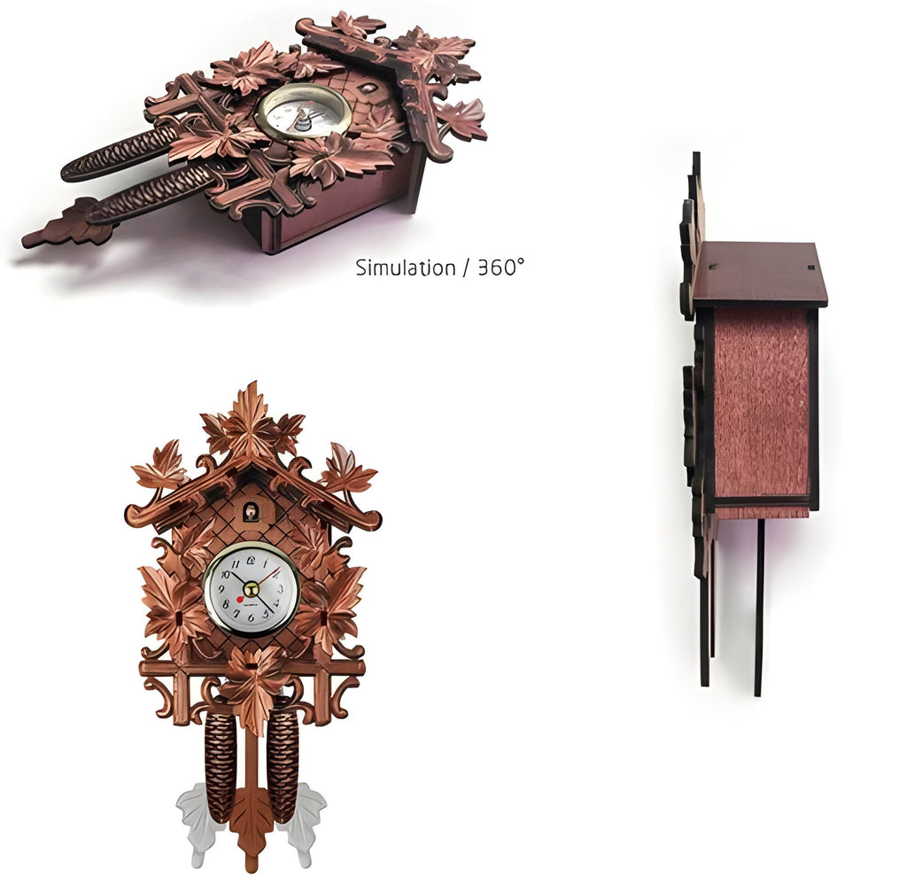 Wooden Cuckoo Wall Clock with Carved Forest Animals and Swinging Pendulum All Vera Mart