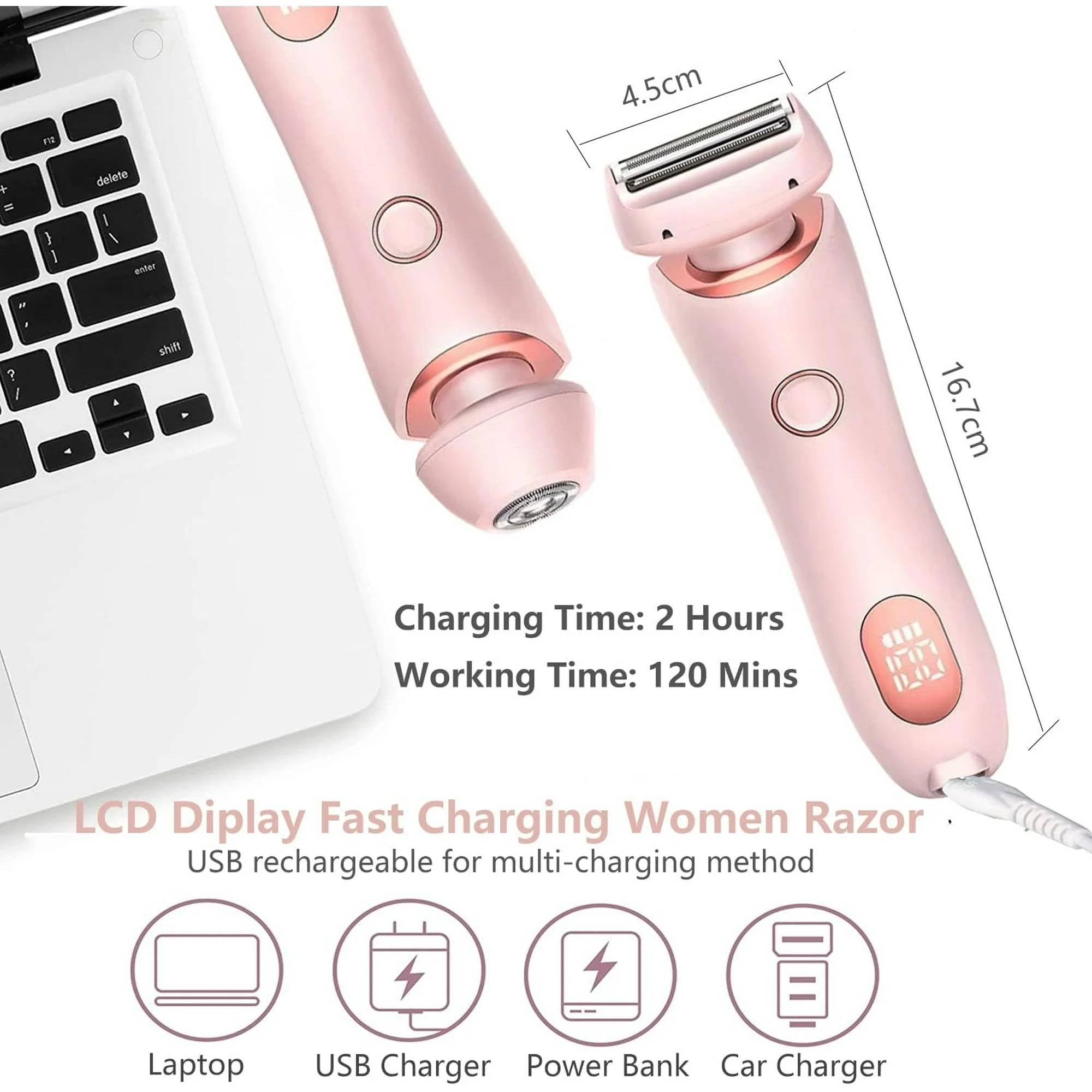 Cordless Electric Shaver with Dual Blade Heads and Waterproof Design, 120-Minute Runtime All Vera Mart