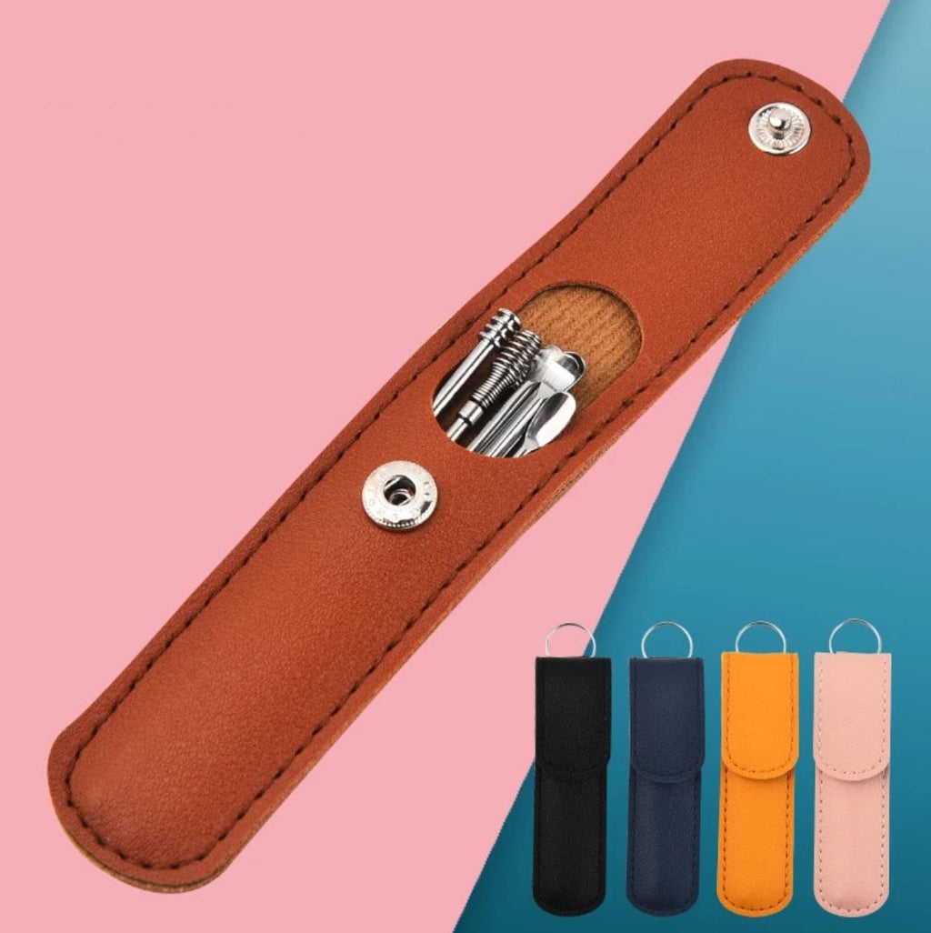 Stainless Steel Ear Cleaning Kit with Spoon and Spiral Tips, Storage Case All Vera Mart