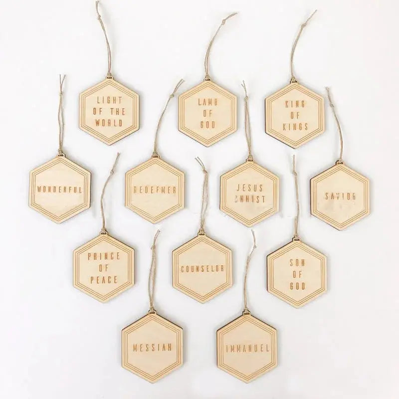 Wooden Advent Ornaments with Name-Themed Scripture Cards and Hanging Cord All Vera Mart