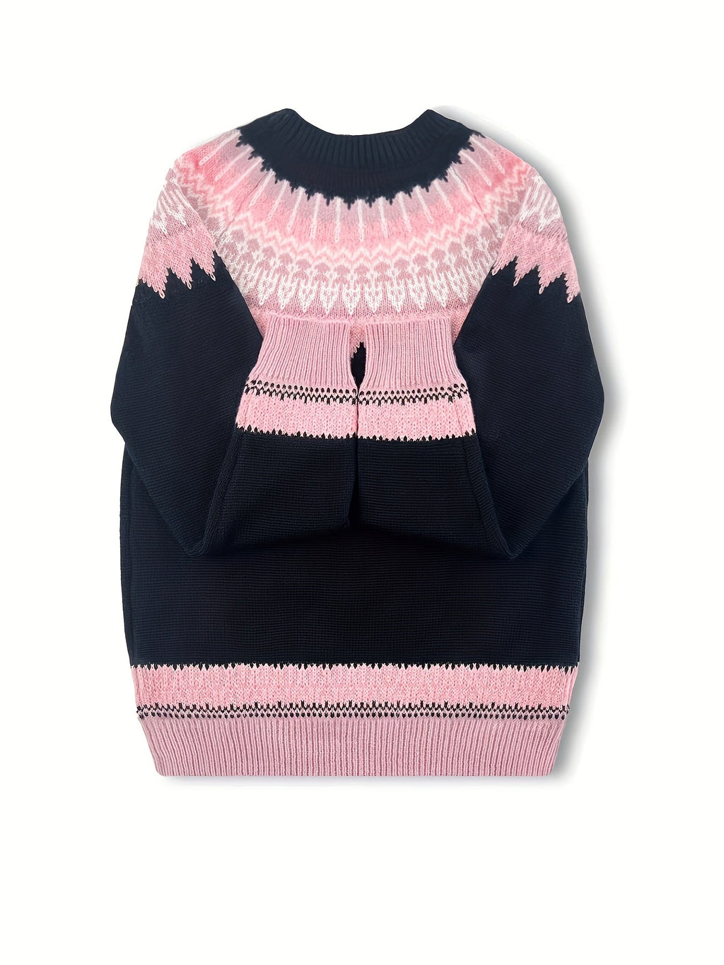 Womens Chunky Jacquard Round Neck Sweater with a Nature Inspired Pattern in Eight Colors