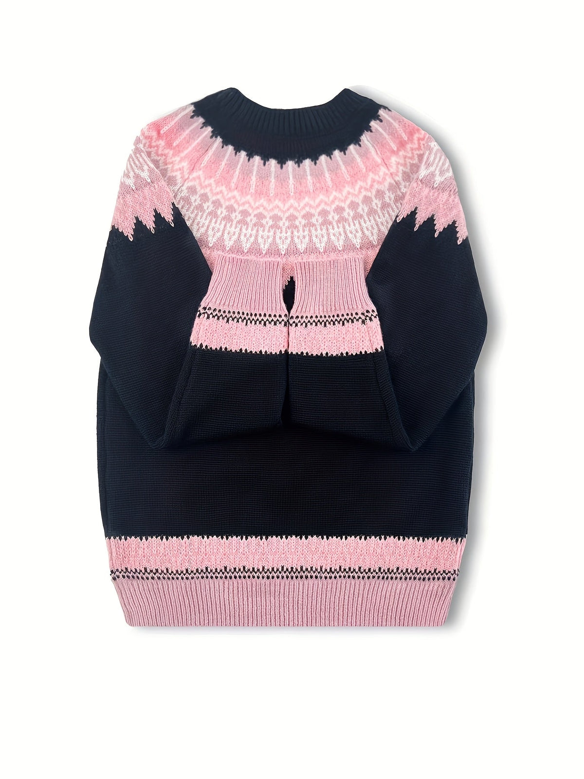 Womens Chunky Jacquard Round Neck Sweater with a Nature Inspired Pattern in Eight Colors