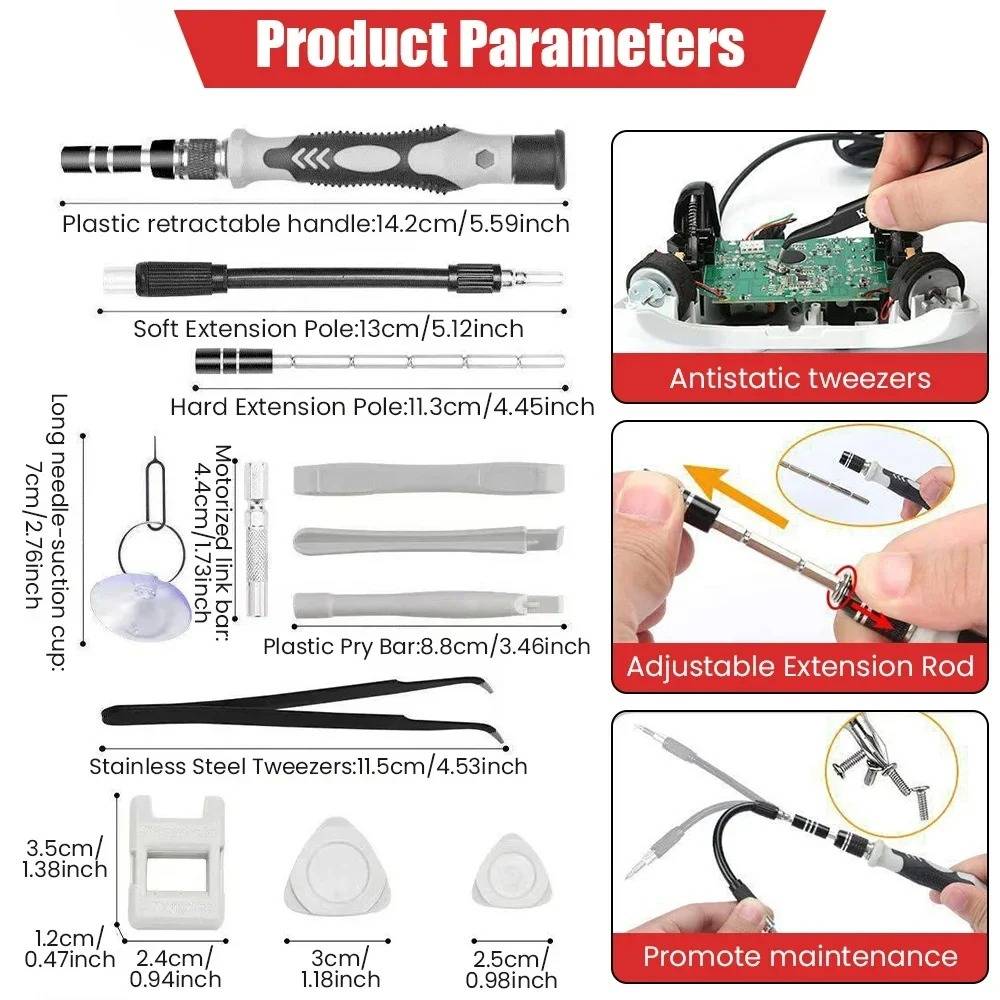 Precision Screwdriver Set with 98 Interchangeable Bits and Flexible Shaft for Electronics Repair All Vera Mart