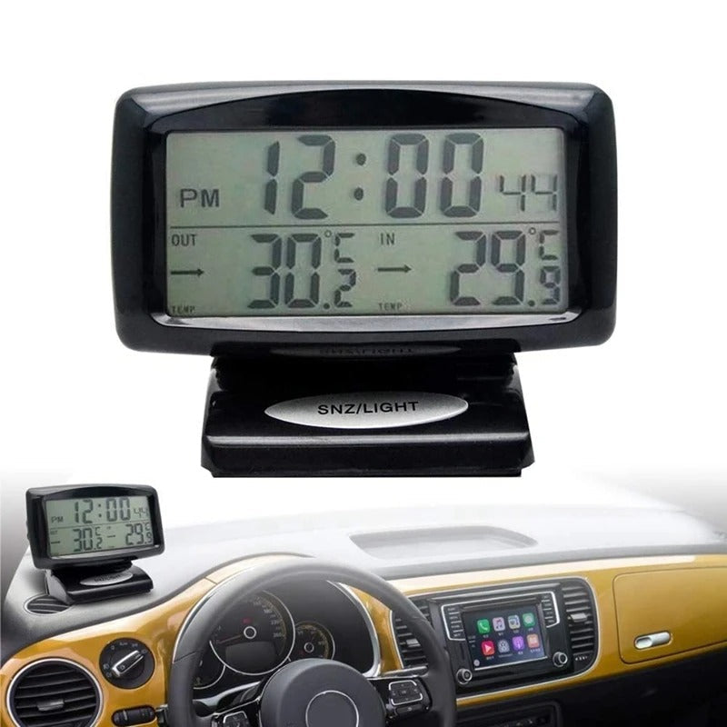 Dual Temperature Car Display with Frost Alert and Backlit LCD Clock All Vera Mart